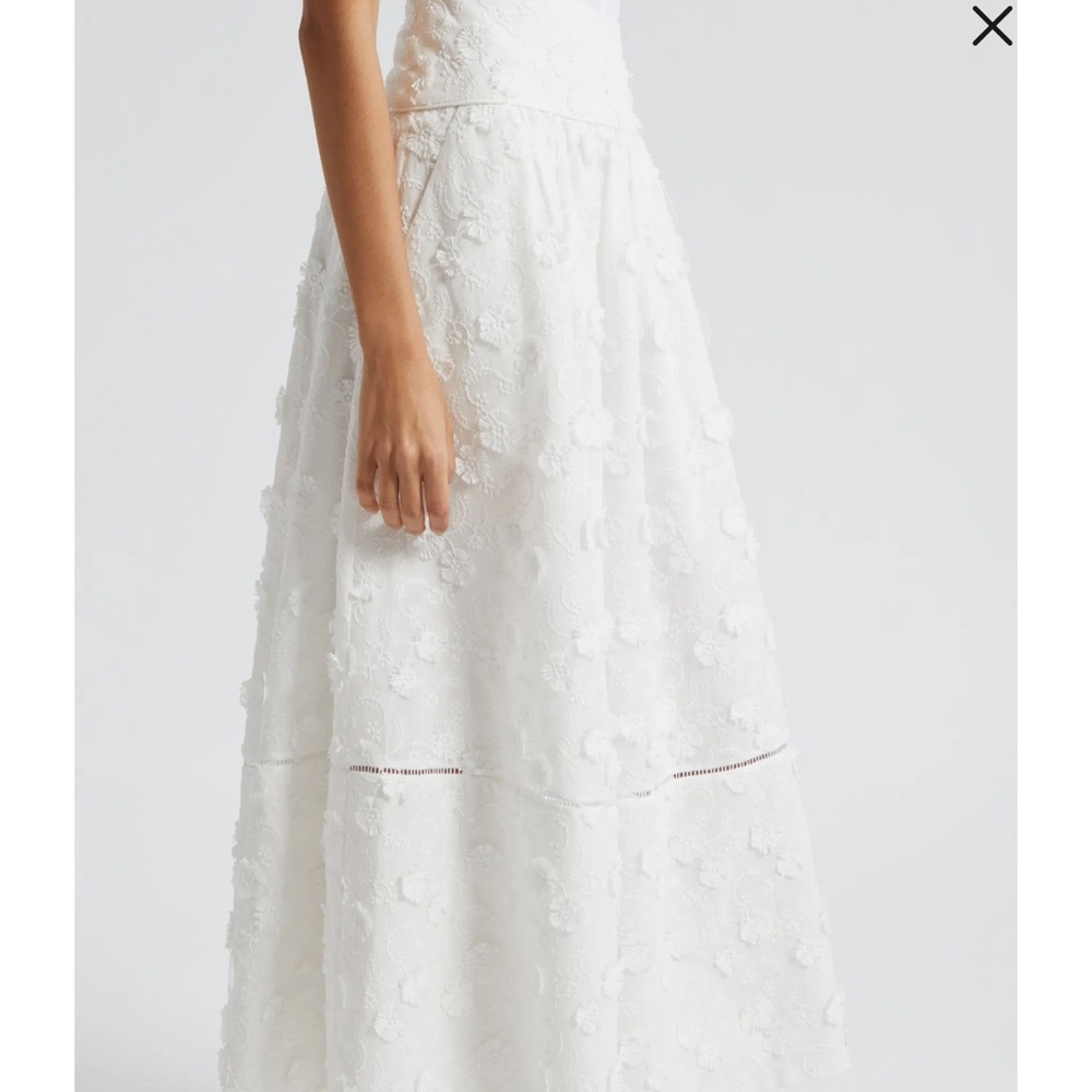 Off White 3D Flower Midi Skirt